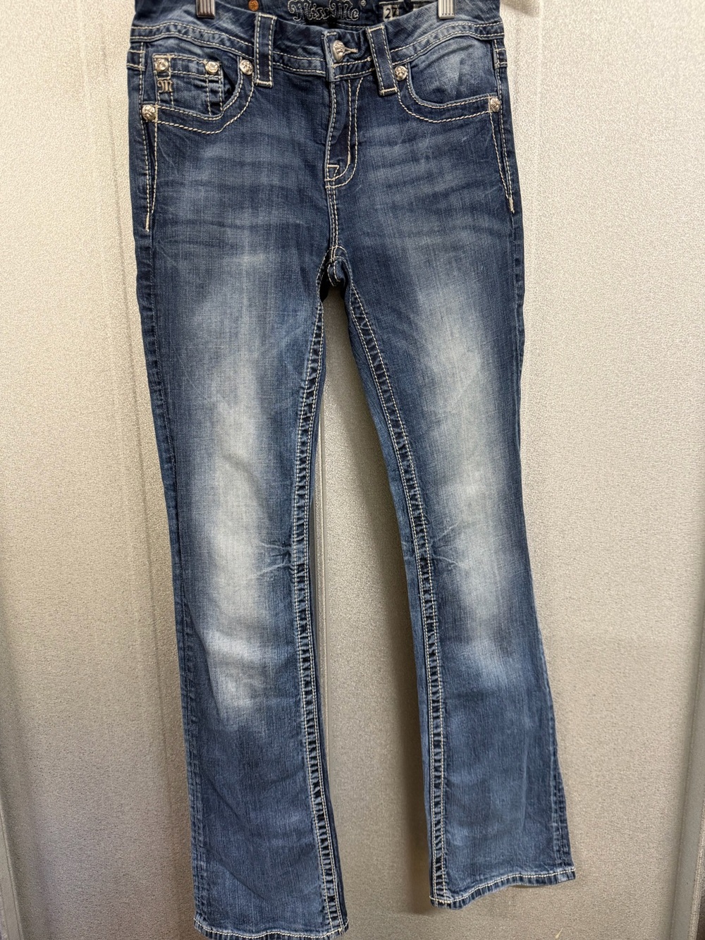 Miss Me Y2K Bling Bootcut Jeans Size 27 Mid Rise Sequins Studded